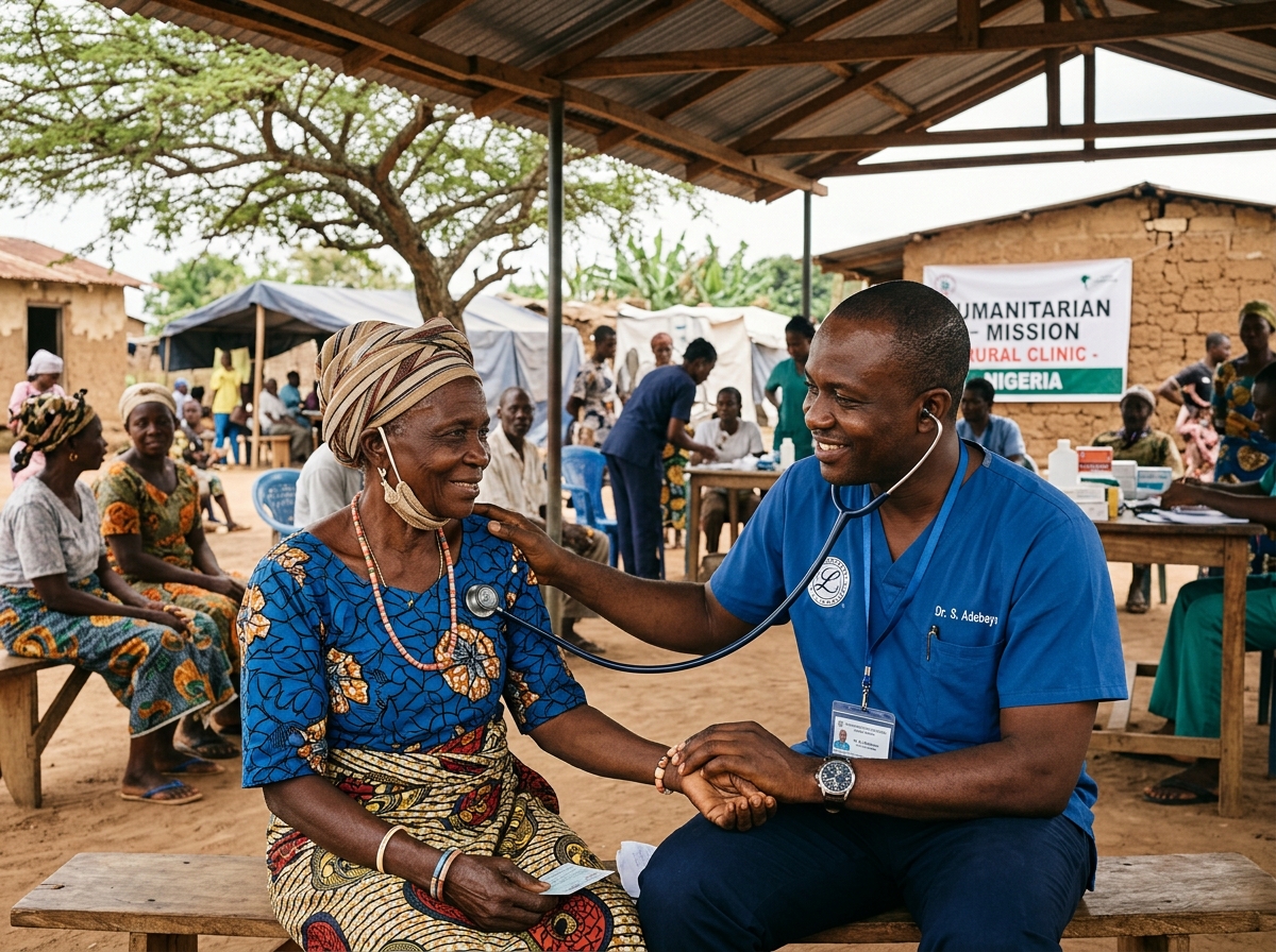 Doctor examining rural patient