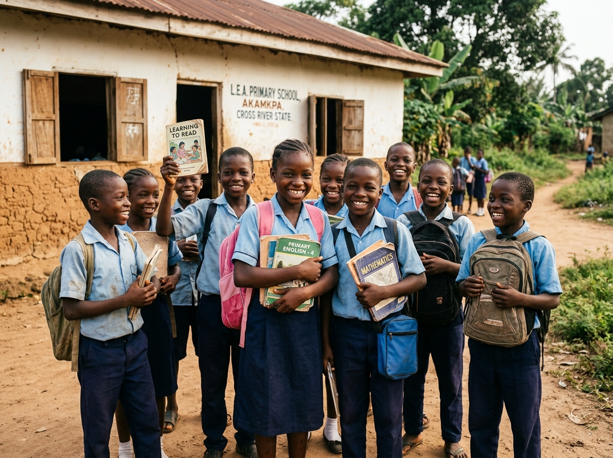 Children with School Books in Akamkpa Cross River